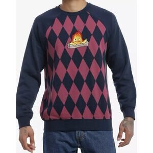 NWT Studio Ghibli Howl’s Moving Castle Calcifer Argyle Sweatshirt Men’s XL